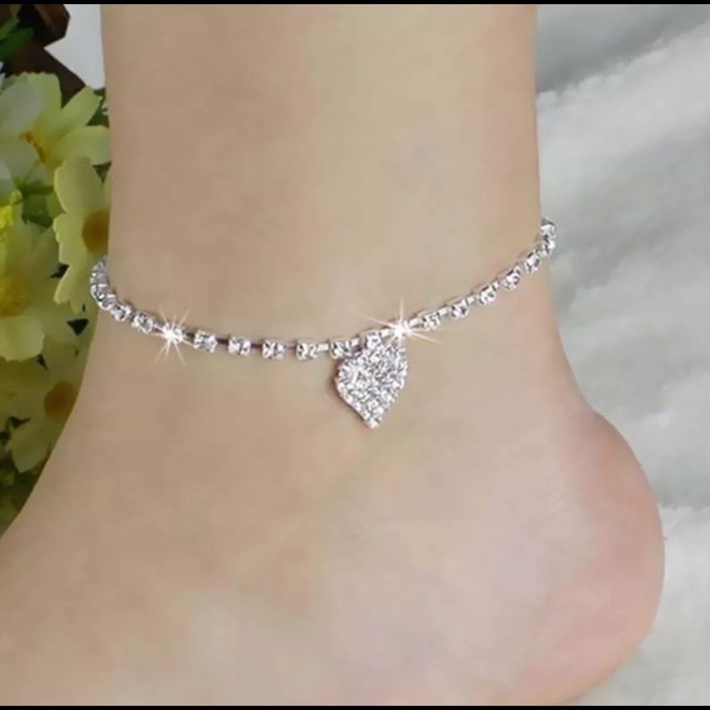 Lady Crystal Love Heart Anklet Ankle Bracelet